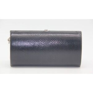 Mary Norton Evening Snakeskin Black Clutch Bag Purse Silver Chain EUC Retro Glam